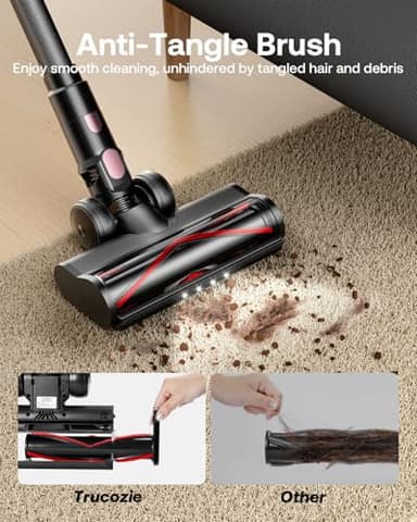 Cordless Vacuum Cleaner, 40Kpa 45Mins Vacuum Cleaners for Home, 8-in-1 Lightweight Stick Vacuum with Powerful Suction, Anti-tangle Wireless Vacuum for Carpet, Tile, Pet Hair, Hardwood Floors, Black - Image 4