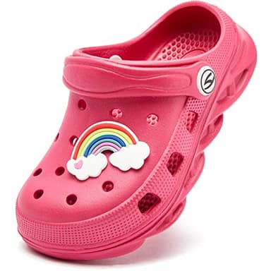 WOUEOI Kid's Girls Boys Clogs Garden Shoes Cartoon Slides Sandals Beach Slipper Children(N-Hot Pink,1.5 Little Kid) - Image 1