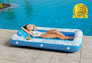 Inflatable Tanning Pool Lounger Float - Jasonwell 4 in 1 Sun Tan Tub Sunbathing Pool Lounge Raft Floatie Toys Water Filled Tanning Bed Mat Pad for Adult Blow Up Kiddie Pool Kids Ball Pit Pool (L) - Image 7