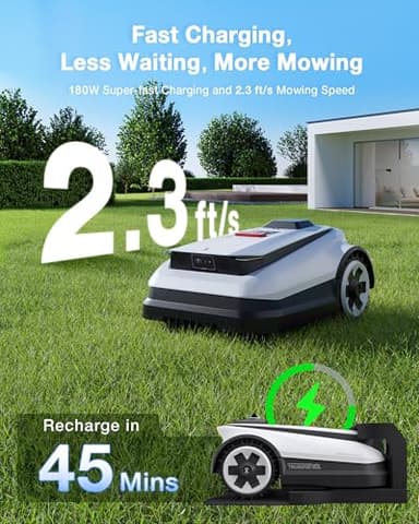 ECOVACS Goat A2500 RTK Robot Lawn Mower, Lidar-Enhanced RTK+Vision Navigation, Auto-Mapping, Dual Blades, Edge Precision Mowing, Perimeter Wire-Free, Suitable for 5/8 Acres Lawn, 50% Slope Capability - Image 4