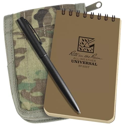 Rite in the Rain Weatherproof 3" x 5" Top Spiral Notebook Kit: MultiCam CORDURA Fabric Cover, 3" x 5" Tan Notebook, and Weatherproof Pen (No. 935M-KIT) - Image 1