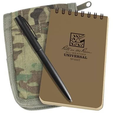 Rite in the Rain Weatherproof 3" x 5" Top Spiral Notebook Kit: MultiCam CORDURA Fabric Cover, 3" x 5" Tan Notebook, and Weatherproof Pen (No. 935M-KIT) - Image 1