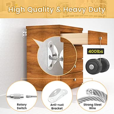 Booda Brand Furniture Anchors (10 Pack) for Baby Proofing, Furniture Straps Anti Tip Furniture Anchor Securing 400 lbs/Keep Baby Pet Safety from Falling Furniture, Metal White Earthquake Straps - Image 4