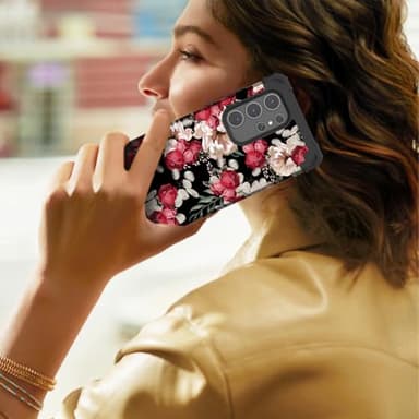 PIXIU Unique Flower Pattern Compatible with Samsung Galaxy S24 Ultra case, Heavy Duty Dual Layer Shockproof Full-Body Protective Sturdy Hybrid Cute Rugged Case for Women,Girls,Kids-Rose Floral - Image 8