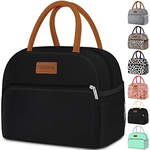 Coobiiya Lunch Box Lunch Bag for Women Adults Men, Reusable Cute Lunch Pail bag - Leakproof, Insulated Lunch Box Tote with Large Capacity, Cooler Lunch Container for Work/Travel/Office (Black) - Image 1