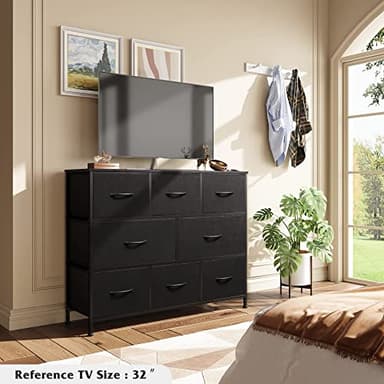 WLIVE 8 Drawer Dresser for Bedroom, Fabric Black Dresser with Large Storage Drawer Unit for Entryway, Chest of Drawers for Living Room - Image 2