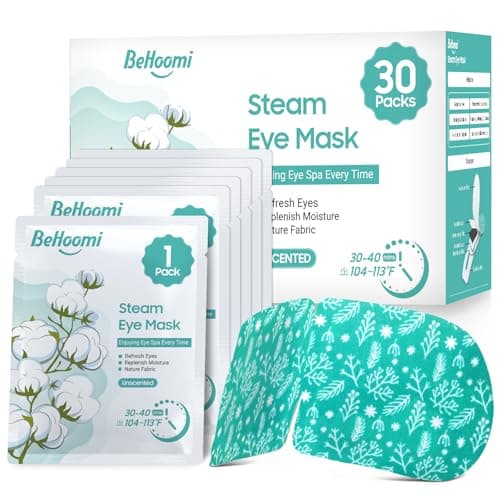 BeHoomi 30Packs Steam Eye Mask, Heated Eye Mask Warm Compress for Eyes, Self Heating Warm Eye Masks Disposable Steam Mask for Home Sleep, Spa, Travel Essentials & Relaxation Gifts (Unscented) - Image 1