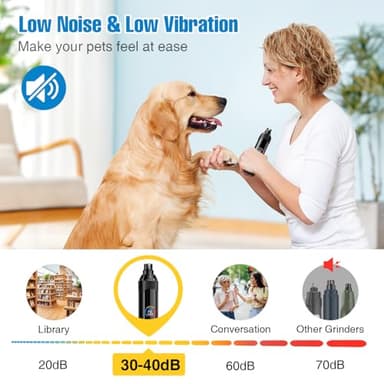 ianciu Dog Nail Grinder, 6-Speed Quiet Electric Dog Nail Trimmers, Dog Nail Clippers with File for Small Medium Large Dogs, Cats, Rechargeable Pet Paw Grooming Supplies Kit, 2 Grinding Wheels (Black) - Image 6