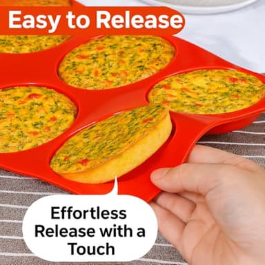Muffin Top Pan 4 Inch Round Muffin Pan Silicone Egg Molds for Breakfast Sandwiches (4, 4 inch) - Image 2