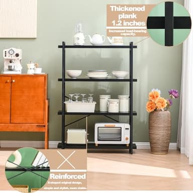 HCHQHS Bookshelf, 4-Tier Industrial Bookcase, Black Open Book Shelf, Freestanding Tall Bookshelves with Metal Frame - Image 5