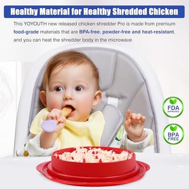 Chicken Shredder Tool Twist: 2025 Pro Food-Grade Visible Meat Shredder with Strong Anti-Slip Base, Ergonomic Handle, Chicken Breast Shredder, Suitable for Pork Beef Chicken (Red, 10.8 inch) - Image 3