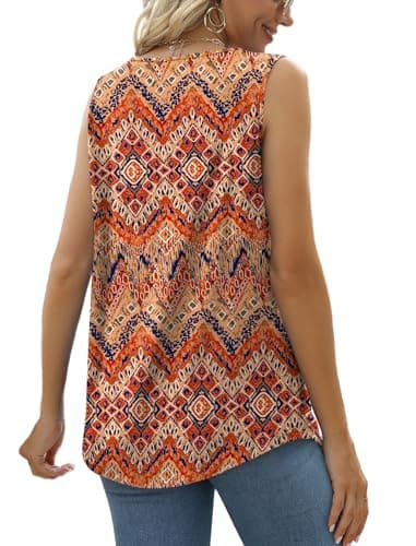 Tank Top for Women Flowy Sleeveless Blouses Dessy Beach Vacation Travel Essentials Plus Size Bohemian Clothes 2XL - Image 3