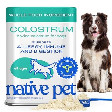 Native Pet Colostrum for Dogs – Bovine Colostrum Powder – Allergy Relief, Immune Support & Itchy Skin Treatment – Dog Multivitamins for Skin & Gut Health – Puppy Milk Replacement & Prebiotic -120 ct. - Image 1