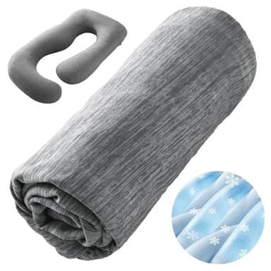 Sasttie Cooling Pregnancy Pillow Cover, 57-inch U Shaped Pregnancy Pillow Case, Fits 55 to 57 Inch Maternity Pillow, Grey (No Pillow Insert) - Image 8