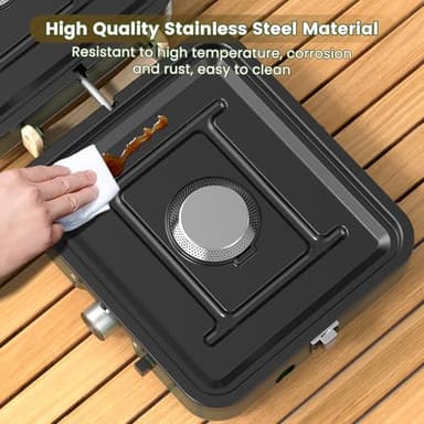 OGERY 2-Burner Foldable Camping Stove with Griddle (Textured & Smooth) and Carrying Bag, Portable Propane Camp Stove with 2 Adjustable Burners & Piezo Ignition, for Camping Tailgating Essentials Gear - Image 6