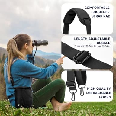 CaSZLUTION Travel Protective Case for NIKON Monarch M5 M7 8x42 Binocular, Durable Fabric Storage Bag with Shoulder Strap Compatible with Nikon PROSTAFF P3 8x42 10x42 Binocular, Black (Case Only) - Image 6