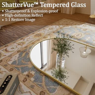 Koonmi Arched Full Length Mirror, 71"x26" Full Body Floor Mirror Standing Hanging or Leaning Wall, Full Body Mirror with Stand, Aluminum Alloy Thin Frame for Bedroom Living Room, Gold - Image 2