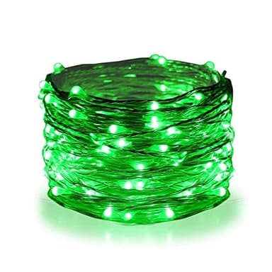 Twinkle Star 33FT 100 LED Silver Wire String Lights, St Patricks Day Fairy Lights Battery Operated LED String Lights for Christmas Wedding Party Home Holiday Decoration, Green - Image 1