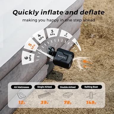 FLEXTAILGEAR 5kPa Electric Air Pump, Portable Camping Air Pump, Ultralight Paddleboard Pump with 1300mAh Rechargeable Battery, 1000L/min Airflow for Kayaking Air Beds Sleeping Pads Pool Floats - Image 4