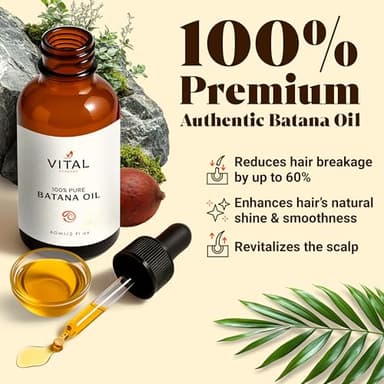 Vital Strands Batana Oil for Hair Growth – 100% Pure & Organic Botana Oil from Honduras – Strengthens, Thickens & Restores Natural Hair – Cold Pressed Raw Scalp & Hair Treatment for Men & Women – 60ml - Image 3