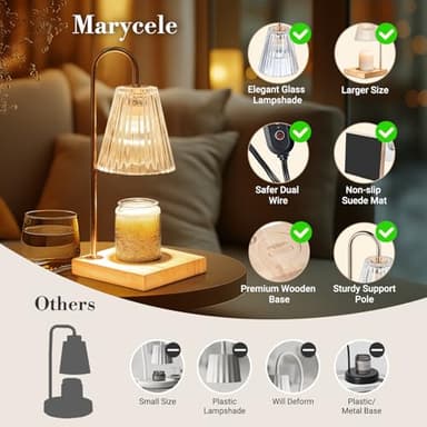 Marycele Candle Warmer Lamp with Timer, Vintage Amber Nightstand Candle Warming Lamp for Home Room Decor, Dimmable Wax Warmer for Jar Candles, Wedding Registry Gifts for Women Couples 2025 - Image 2