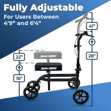 KneeRover Economy Knee Scooter Steerable Knee Walker for Adults for Foot Surgery, Broken Ankle, Foot Injuries - Foldable Knee Rover Scooter for Broken Foot Injured Leg Crutch (Black) - Image 6