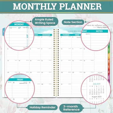 Teacher Planner 2025-2026 - Teacher Lesson Planner 2025-2026 with Colorful Tabs, July 2025 - June 2026, 25-26 Teacher Planners Weekly and Monthly, 8.3" x 11", Academic Year Lesson Plan Book, Twin-Wire Binding - Floral - Image 3