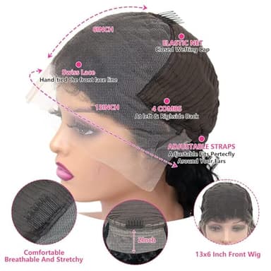 tobasew 13x6 Straight Lace Front Wigs Human Hair HD Transparent Lace Frontal Human Hair Wigs for Women Glueless Wigs Human Hair Pre Plucked 34 Inch - Image 7
