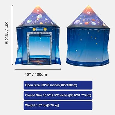 WillingHeart Rocket Ship Play Tent for Kids, Astronaut Spaceship Space Themed Pretend Playhouse Indoor Outdoor Games Party Children Pop Up Foldable Tent Birthday Toy for Boys Girls Toddler Baby - Image 5