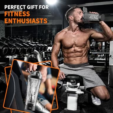 FANS-ONE Premium Electric Protein Shaker Bottle, 24 oz Lockable Blender Shaker Bottles, Made with Tritan, BPA Free, USB Rechargeable Mixer Blender Cup for Protein Shakes, Black - Image 5