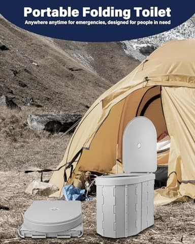 TEMOLA Portable Toilet for Adults, Retractable Portable 12.9'' Camping Toilet with Lid, for Camping, Car, Hiking, Road Trip, Boat, Beach, Traffic Jam, Home - Image 6