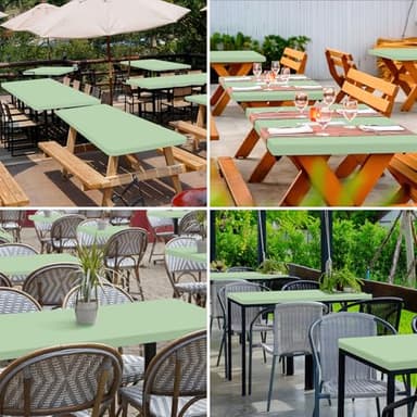 homing 2 Pack Rectangle Table Cloth, Elastic Fitted Fabric Tablecloth Fits for 6 Foot Folding Tables, Washable Table Cover for Picnic, Camping, Indoor & Outdoor (Green, 30" x 72") - Image 6
