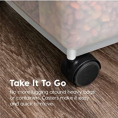 IRIS USA Airtight Dog Food Storage Container, WeatherPro, Up to 50 lbs, Removable Wheels, for Dog Cat Bird and Other Pet Food Storage Bin, Keep Fresh, Translucent Body, Made in USA, Clear/Gray - Image 5