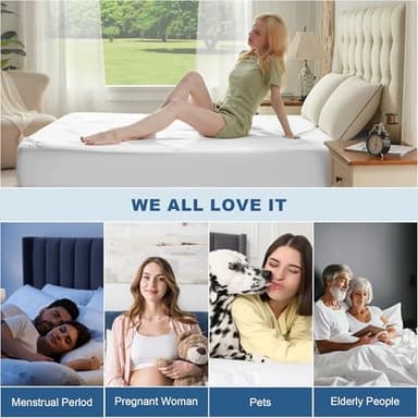 Waterproof King Size Mattress Protector, Mattress Pad Fitted 6"-18" Deep Pocket, 3D Air Fabric Bed Mattress Cover Noiseless Washable for Bedroom, Hotel - Image 7