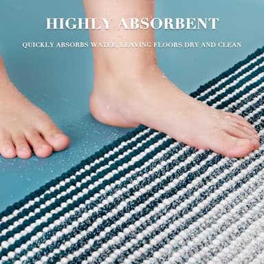 BSICPRO Bathroom Rugs and Mats Sets, 2 Piece Thick Absorbent Chenille Bath Mat Rug Set Non Slip, Soft Shaggy Bath Room Floor Mats for Bathroom, Machine Washable (20" x 60" Plus 20" x 32", Teal) - Image 5