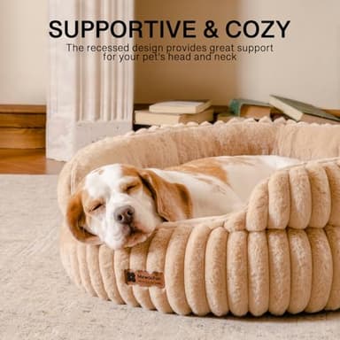 MEWOOFUN Dog Bed for Medium Dogs, Washable Large Cat Beds for Indoor Cats, Donut Pet Bed for Dogs and Cats with Anti-Slip Bottom (Camel, 27"x27"x10") - Image 2