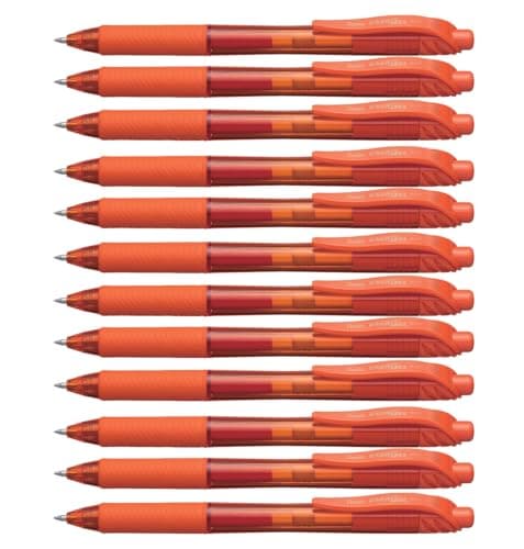 Pentel EnerGel-X Retractable Liquid Gel Pen (0.7mm) Metal Tip, Orange Ink, Box of 12 (BL107-F) - Image 1