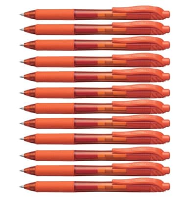 Pentel EnerGel-X Retractable Liquid Gel Pen (0.7mm) Metal Tip, Orange Ink, Box of 12 (BL107-F) - Image 1