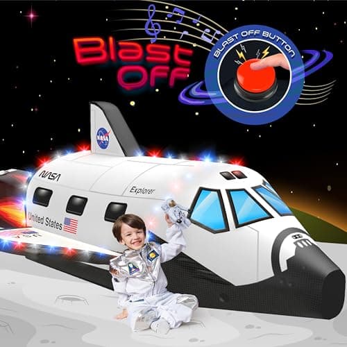 W&O Space Explorer Aerodome with LED Lights & Blast-Off Button – Inflates in Seconds to Create an Immersive Space Adventure for Kids Ages 3-12 – Inflatable Rocket Ship Tent (Fan Not Included) - Image 1