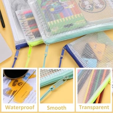 YOPCDJ 42pcs Mesh Zipper Pouch Bags, Puzzle Bag for Organizing Storage,12 Colors for Puzzles Board Game Storage, 8 Sizes for Reusable Plastic Zip Organizer for Travel - Image 3