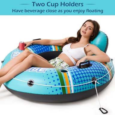 Jasonwell Inflatable River Tube Float - Heavy Duty River Float Pool Floats Lake Premium Water Tubes for Floating Recreational River Raft Lounge Floaties with 2 Cup Holders for Adult - Image 3