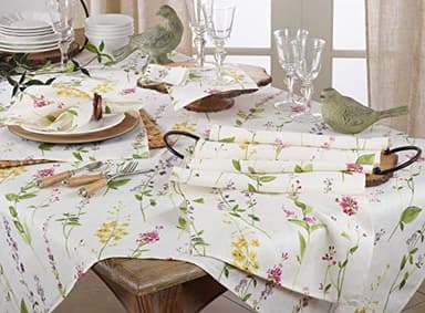 Watercolor Floral Stems Linen Table Runner - Image 4