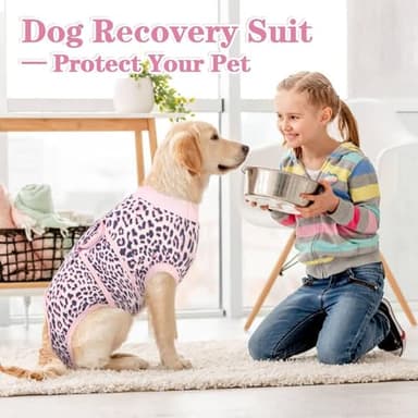 Kuoser Dog Recovery Suit Female, Soft Puppy Surgery Suit, Dog Recovery Suit After Surgery, Post-Op Onesie for Female & Male Dogs, Soft Protective Wear, PinkLeopard S - Image 7