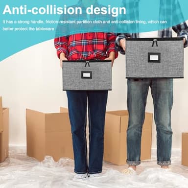 ouruer 2PACK Quilted Wine Glass Storage Box,China Storage Containers hard shell,Moving Boxes,Storage Containers for Organizing,Stackable Stemware Storage Cases,Moving Supplies - Image 9