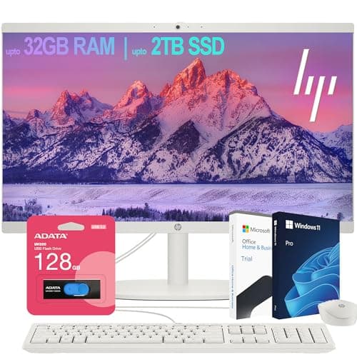 HP All-in-One Desktop| 22" Full HD Display| Intel Dual-core Processor| 16GB RAM| 512GB PCIe SSD| 128GB External Drive & Microsoft Office Trial| KB&Mouse| HDMI&USB-C| WiFi6| Windows 11 Pro - Image 1