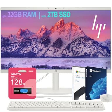 HP All-in-One Desktop| 22" Full HD Display| Intel Dual-core Processor| 16GB RAM| 512GB PCIe SSD| 128GB External Drive & Microsoft Office Trial| KB&Mouse| HDMI&USB-C| WiFi6| Windows 11 Pro - Image 1