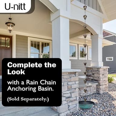 U-nitt Rain Chain Water Collection for Gutters, Rainwater Catcher & Diverter, 8.5 FT Chains for Outside Garden, Sunflower Cups, Roof Downspout, Works with Heavy Rain, w/Gutter Clip for Rainchains - Image 6