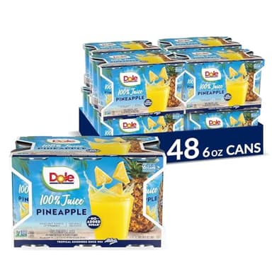 Dole Pineapple Juice, 100% Fruit Juice with Added Vitamin C, 6 Fl Oz (Pack of 6), 48 Total Cans - Image 1