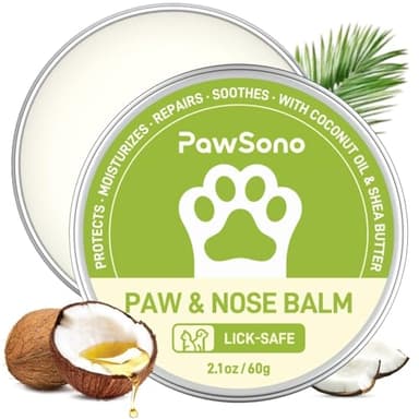 PawSono Lick-Safe Dog Paw & Nose Balm with Coconut Oil | All-Natural Moisturizer & Soother for Dry, Cracked Pads & Snout| Cat Wax & Cream, Nose Butter for frenchies| Horse Hoof Care (60 g /2.1 oz) - Image 1