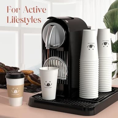 Coffee Cups with Lids and Sleeves, 16 oz 300 Pack To Go Cups with Lids, Paper Hot Cups for Hot & Cold Beverage (White, 16 oz) - Image 2